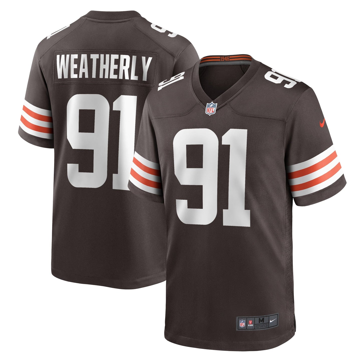 Men's Nike Stephen Weatherly Brown Cleveland Browns Game Player Jersey