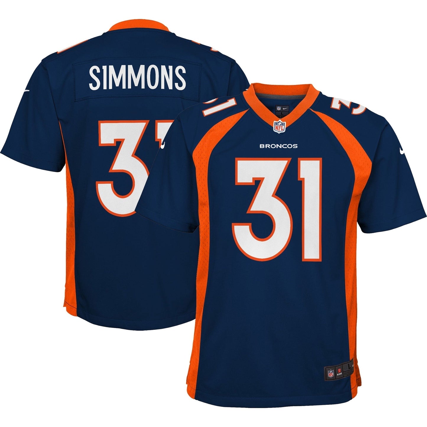 Youth Nike Justin Simmons Navy Denver Broncos Game Jersey