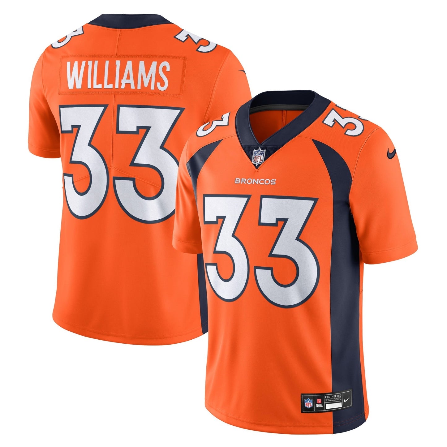 Men's Nike Javonte Williams Orange Denver Broncos  Vapor Untouchable Limited Jersey