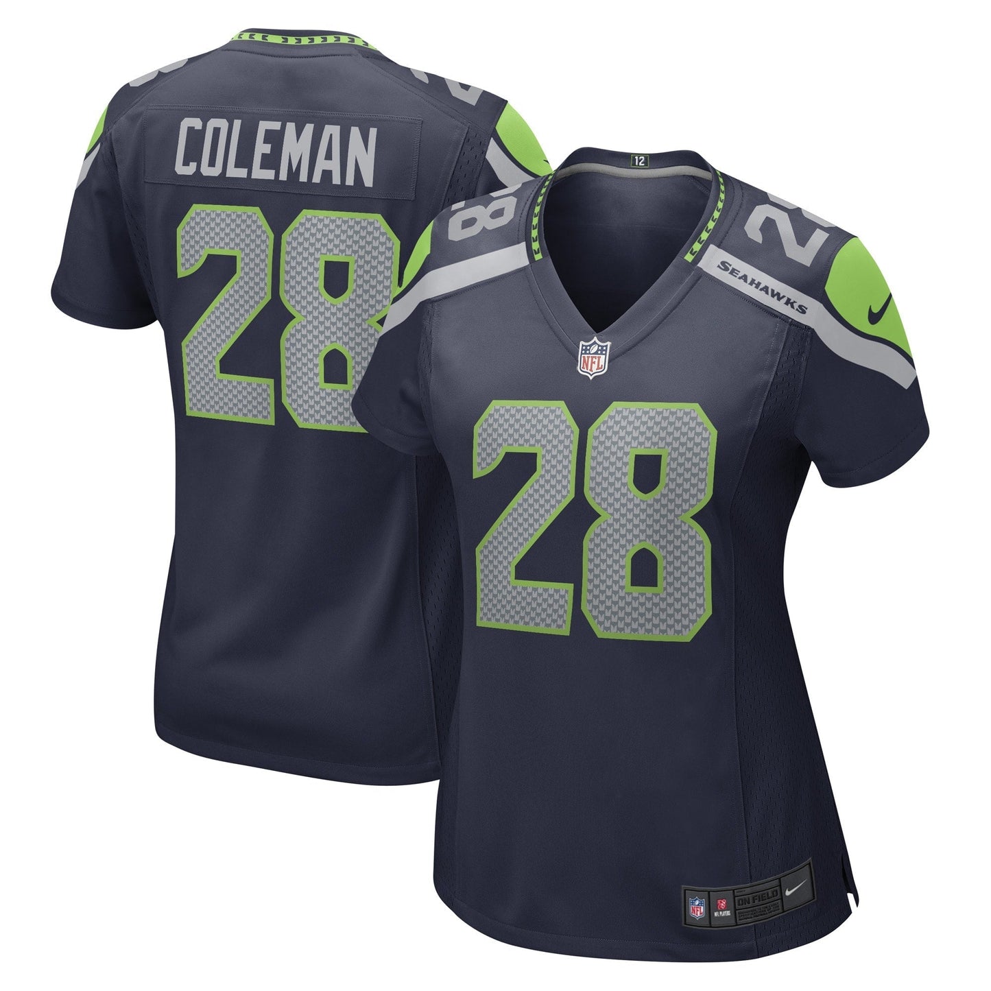 Women's Nike Justin Coleman College Navy Seattle Seahawks Game Player Jersey