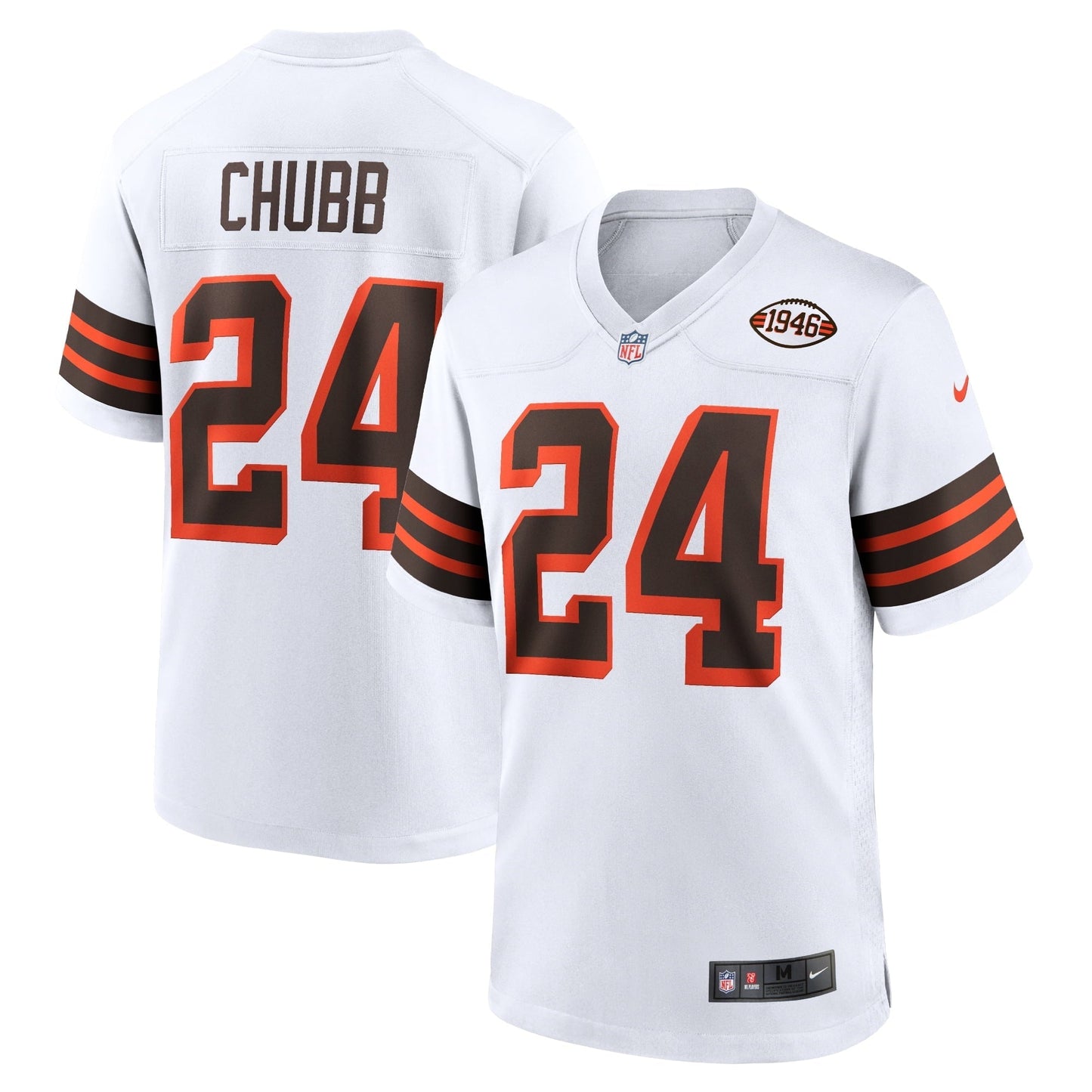 Men's Nike Nick Chubb White Cleveland Browns 1946 Collection Alternate Game Jersey