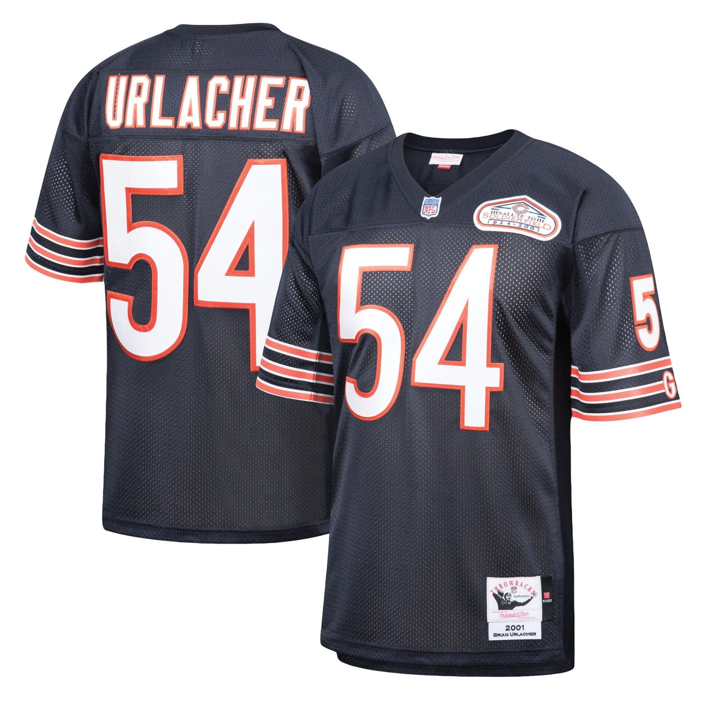 Brian Urlacher Chicago Bears Mitchell & Ness 2001 Authentic Throwback Retired Player Jersey - Navy