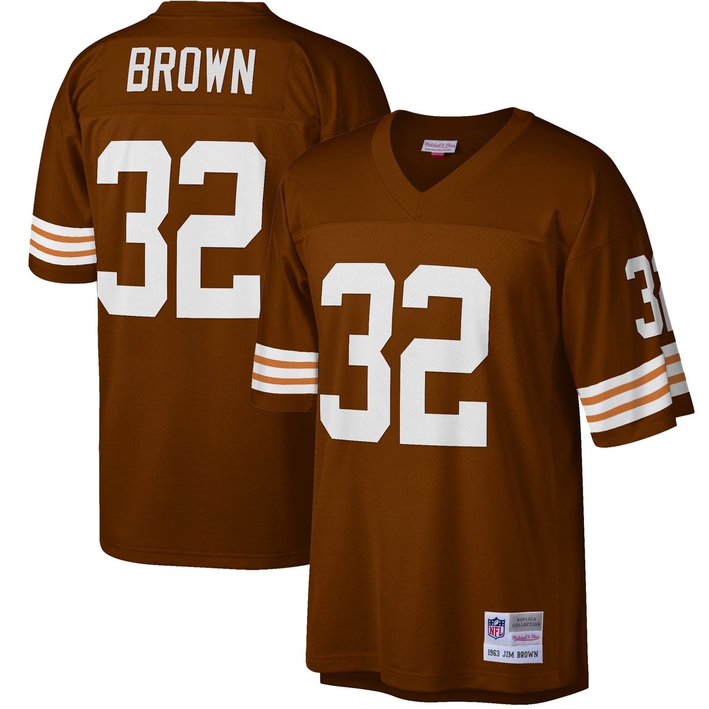 Jim Brown Cleveland Browns Mitchell & Ness Big & Tall 1963 Retired Player Replica Jersey - Brown